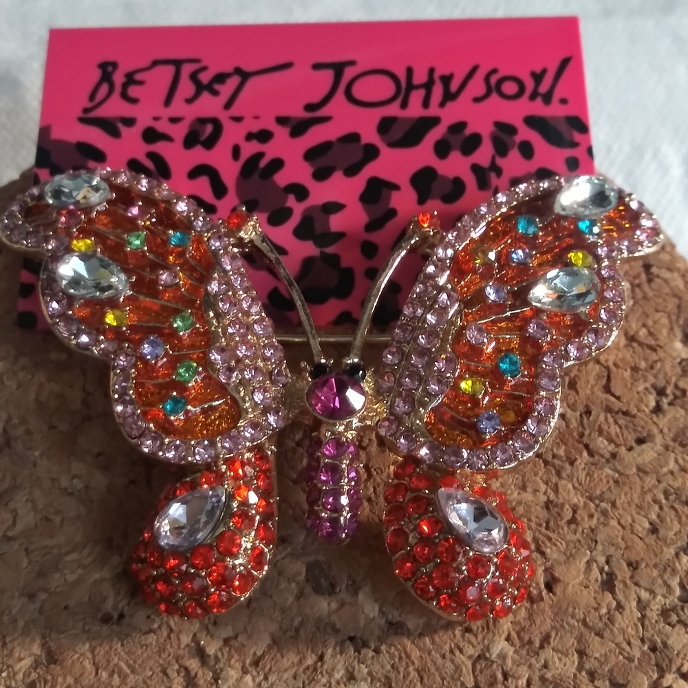 🦋Betsey Johnson Rhinestone Butterfly Brooch - Picture 2 of 6